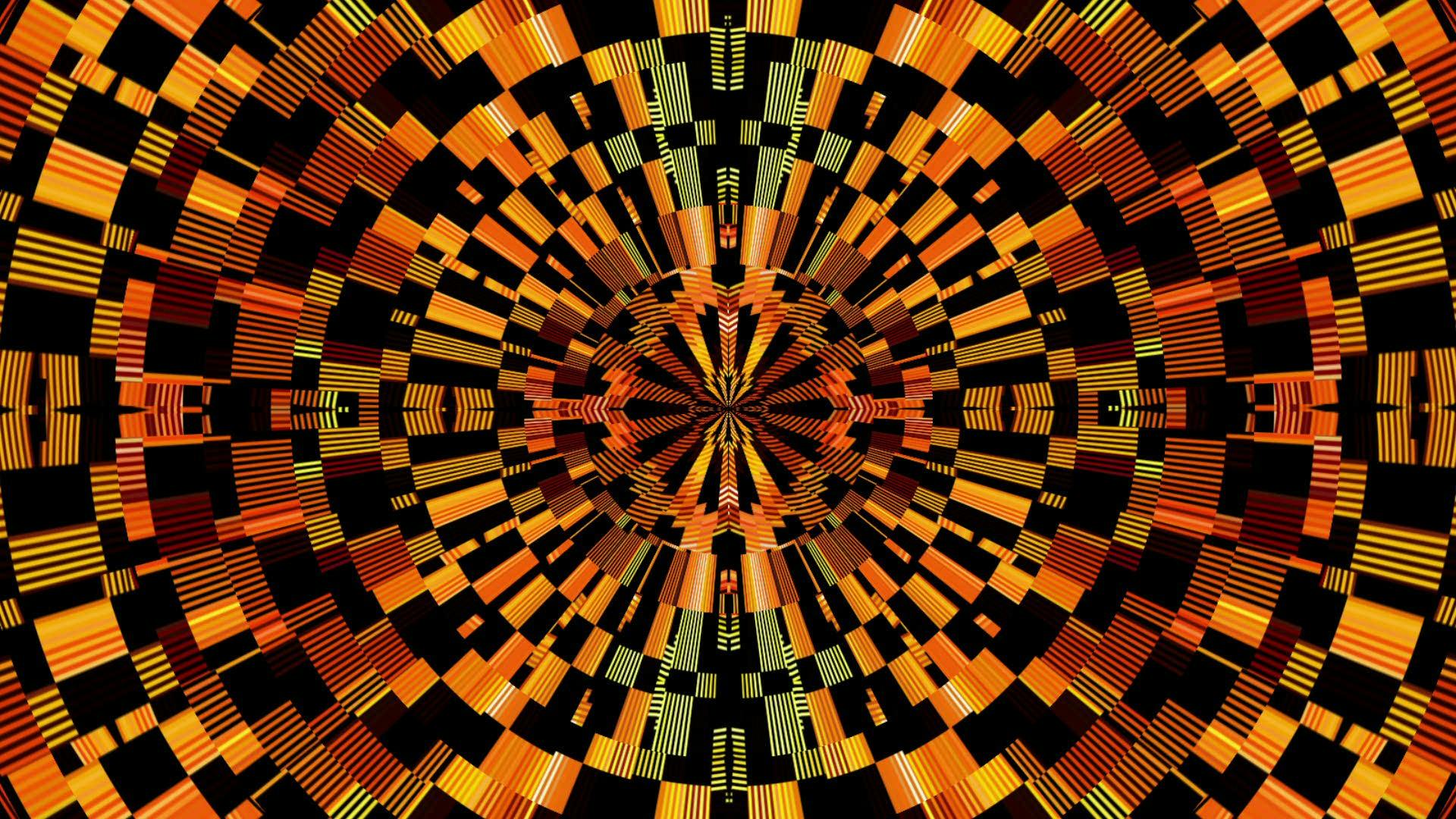 Four-sided kaleidoscopic patterns of yellow and orange rectangles